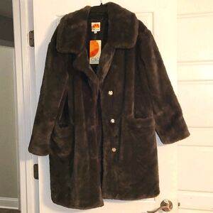 C&c  California  Faux Fur Coat Hunter Green
